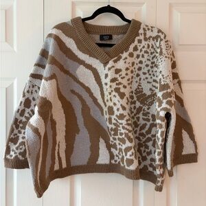 VICI V-Neck Sweater Brown and Cream Animal Print
Size M
Smoke free home